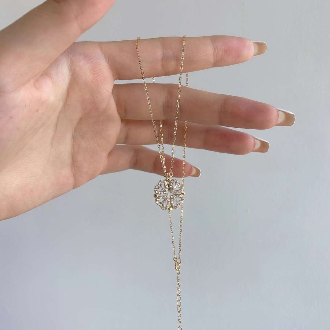 [GALE]Ornate Heart Cut Flower Shape Necklace