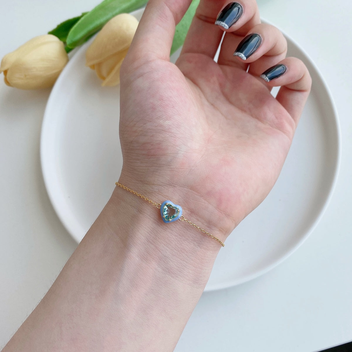 [GALE]Sparkling Romantic Heart Shape Lover Bracelet