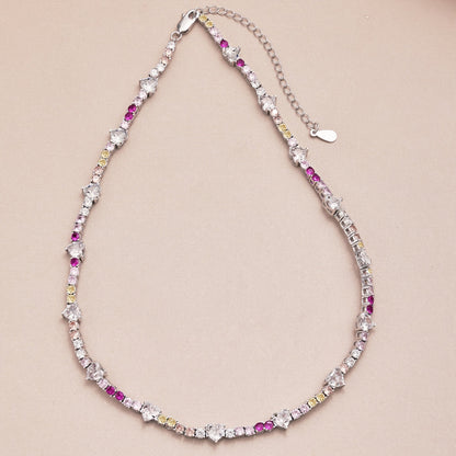 [GALE]Delicate Colorful Rainbow Tennis Chain