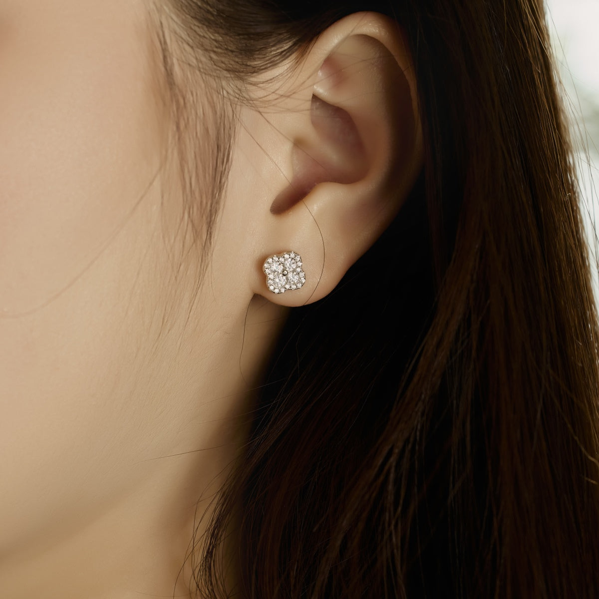 [GALE]Four-Leaf Clover Flower Shaped Earrings
