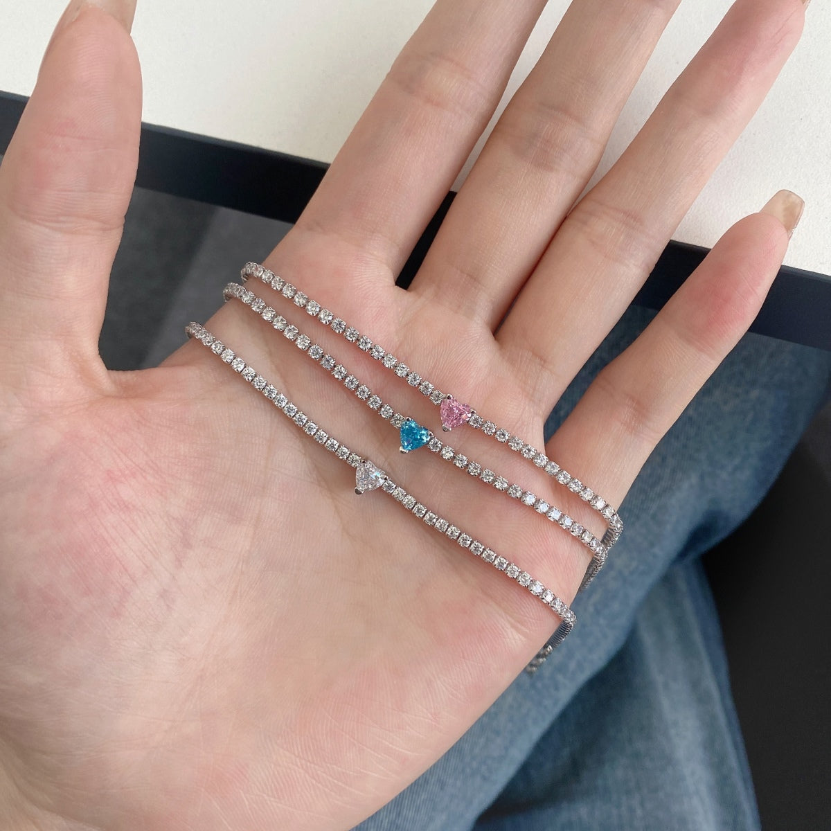 [GALE]0.5 Carat Elegant Romantic Heart Shape Lover Bracelet