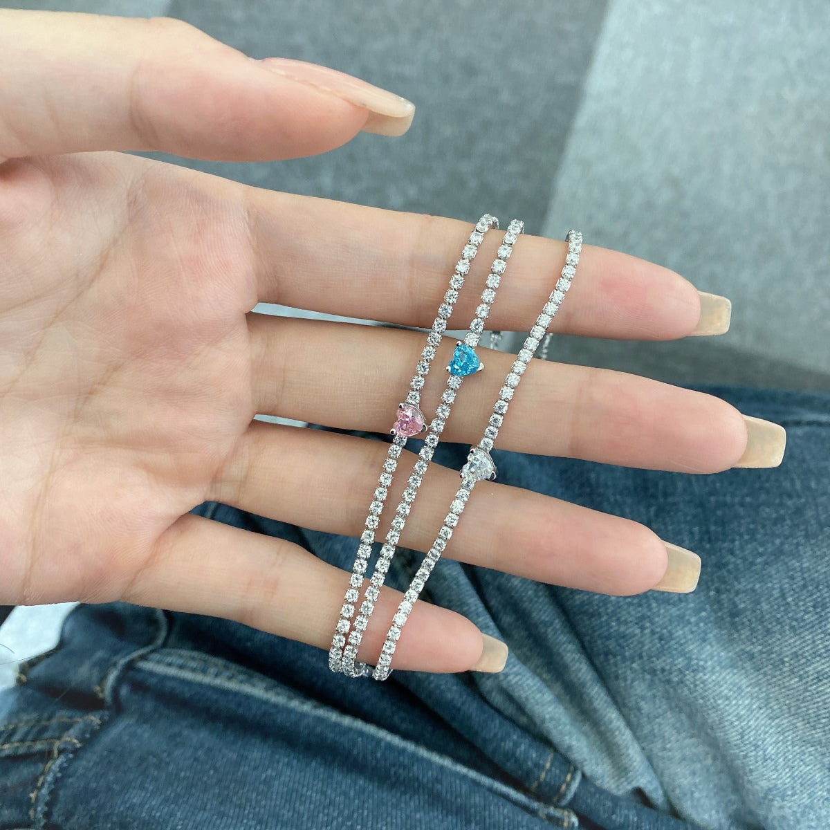 [GALE]0.5 Carat Elegant Romantic Heart Shape Lover Bracelet