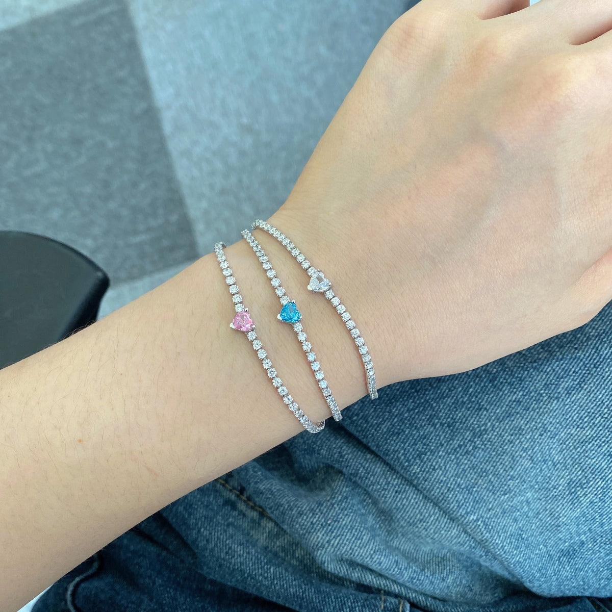 [GALE]0.5 Carat Elegant Romantic Heart Shape Lover Bracelet