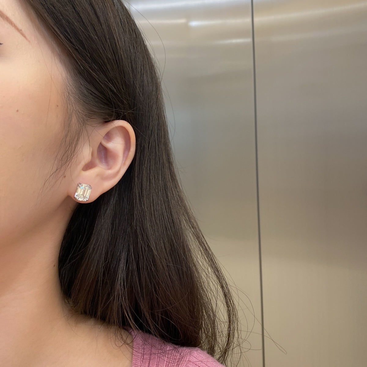 [GALE]Dazzling Square Shape Earrings