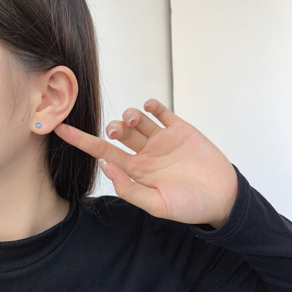 [GALE]Sparkling Colorful Round Shape Earrings