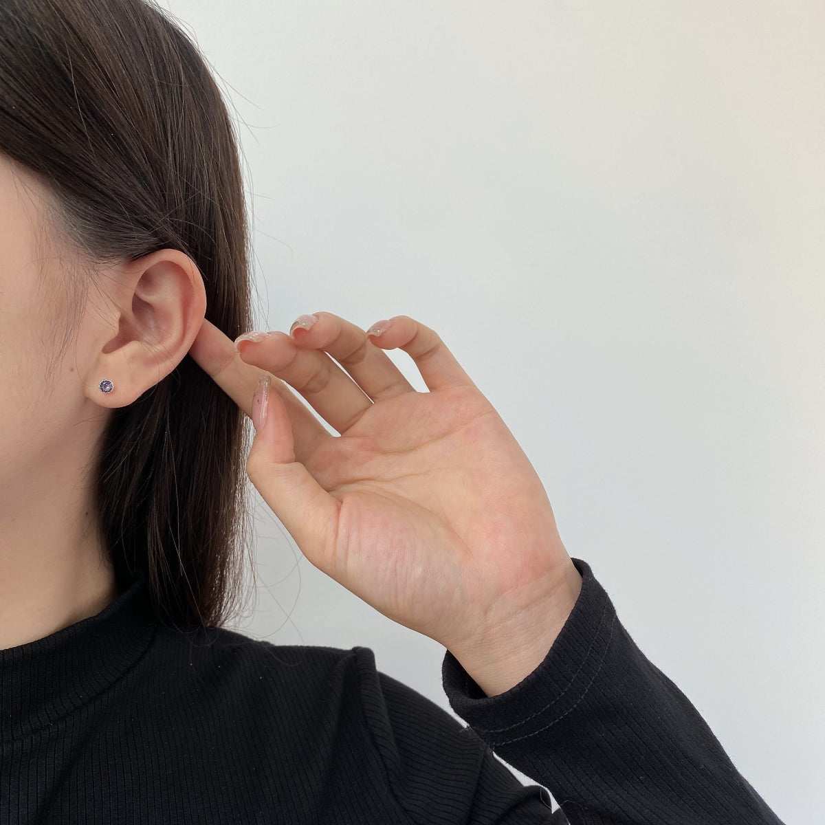 [GALE]Sparkling Colorful Round Shape Earrings