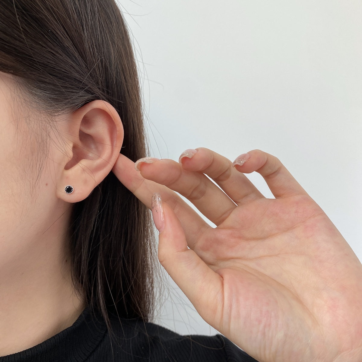 [GALE]Sparkling Colorful Round Shape Earrings