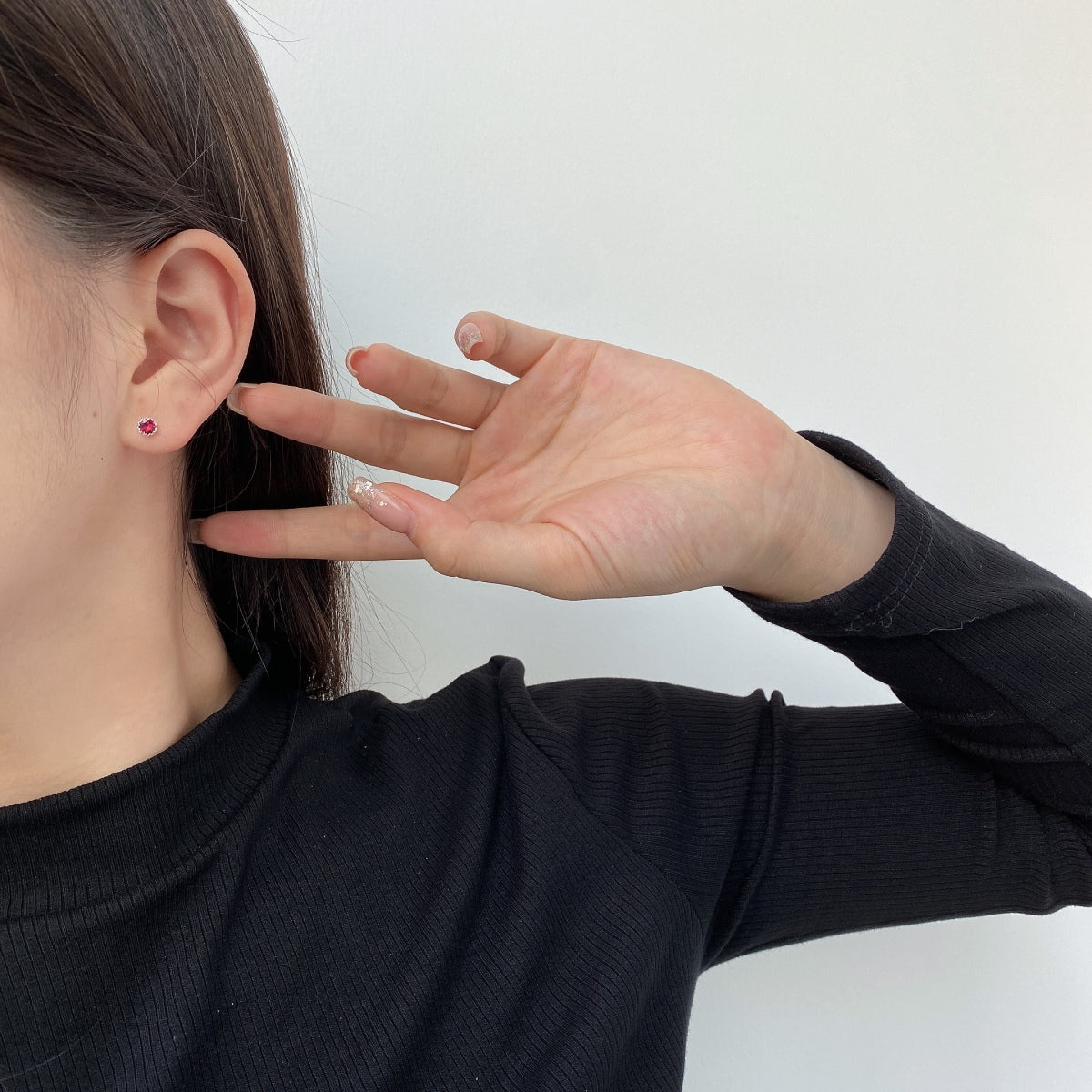 [GALE]Sparkling Colorful Round Shape Earrings