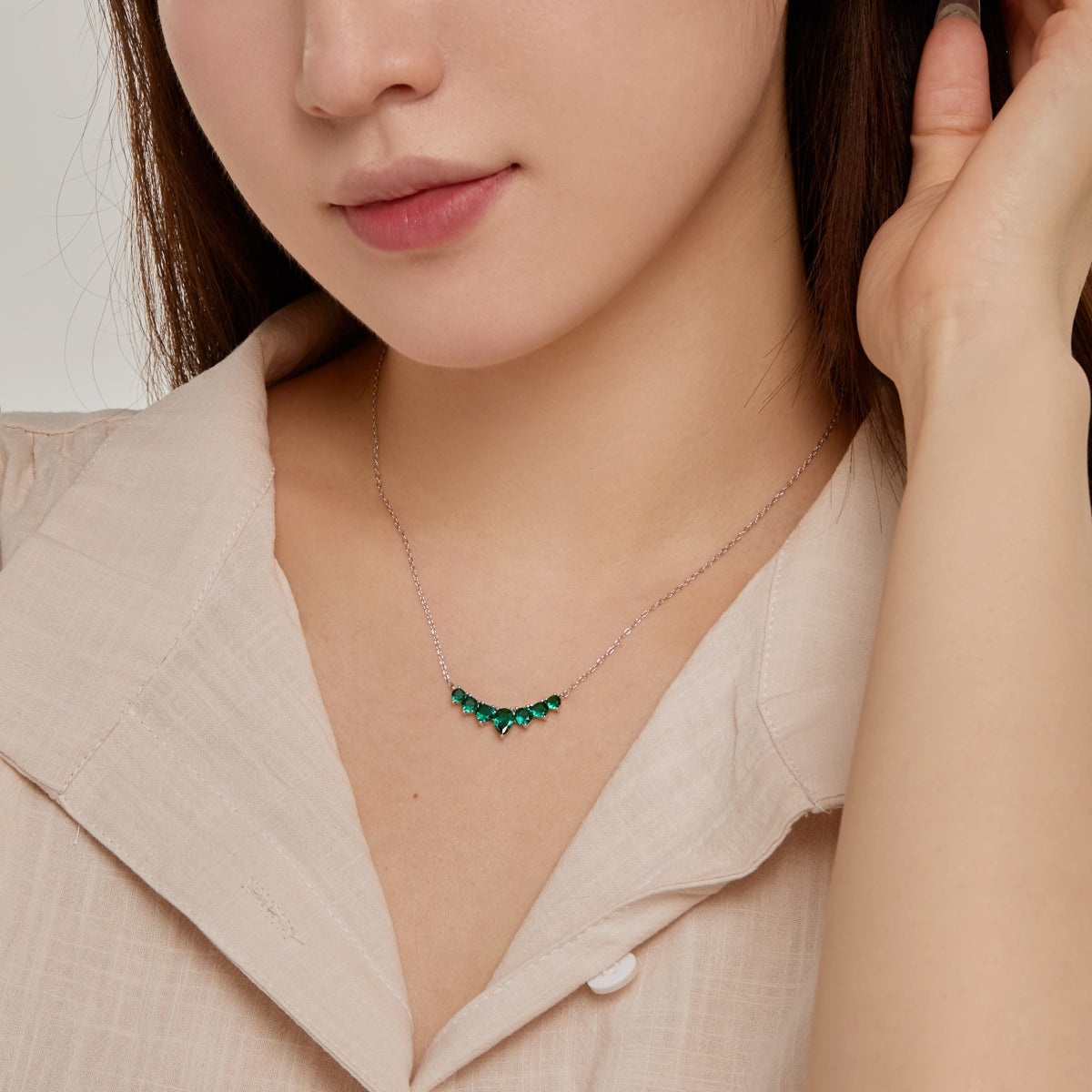 [GALE]Dainty Colorful Heart Necklace