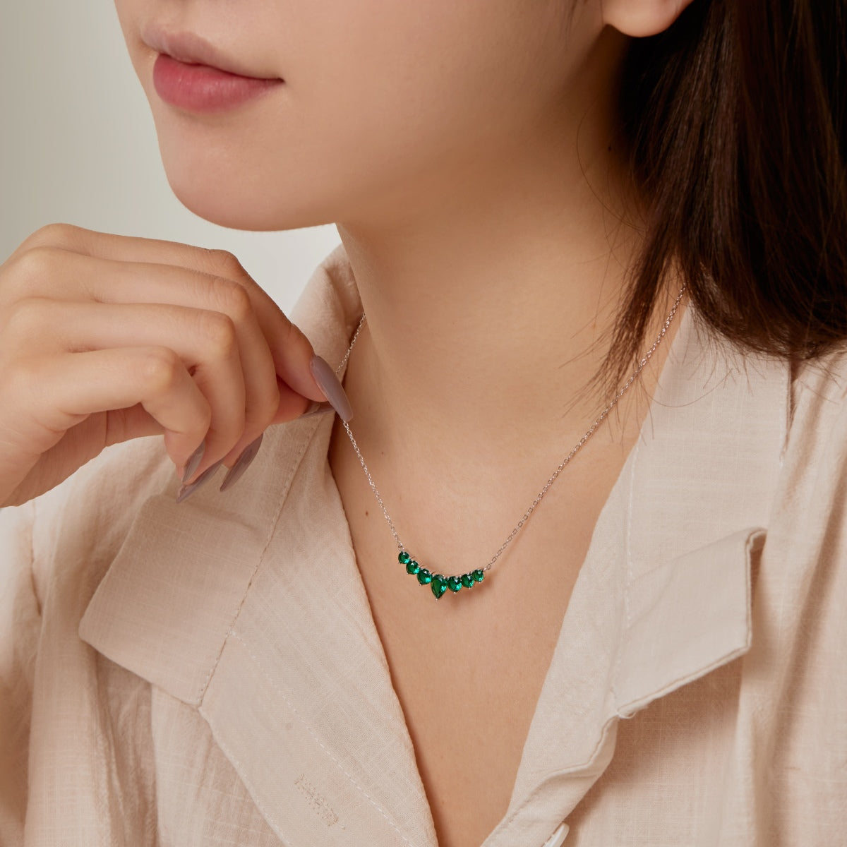 [GALE]Dainty Colorful Heart Necklace