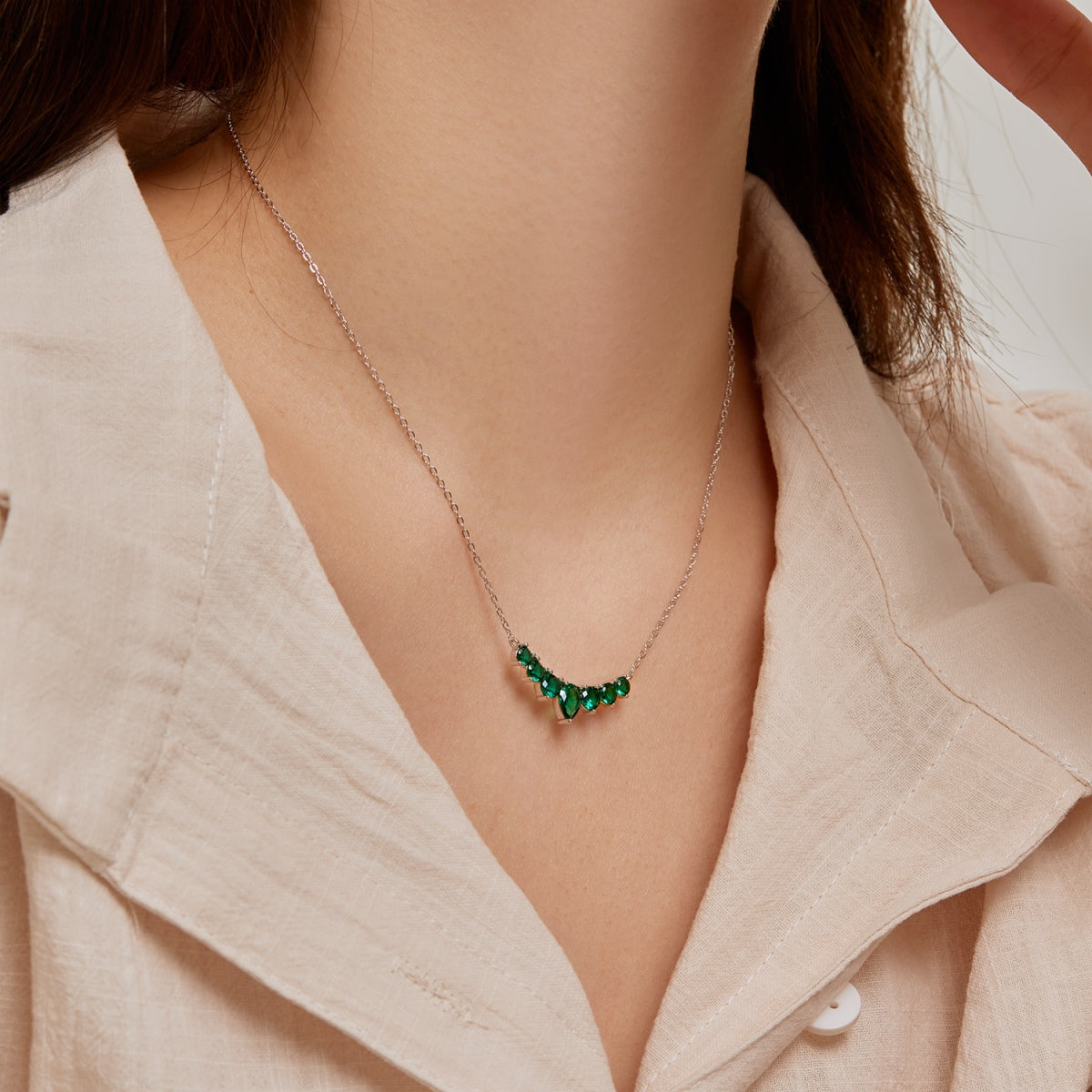 [GALE]Dainty Colorful Heart Necklace