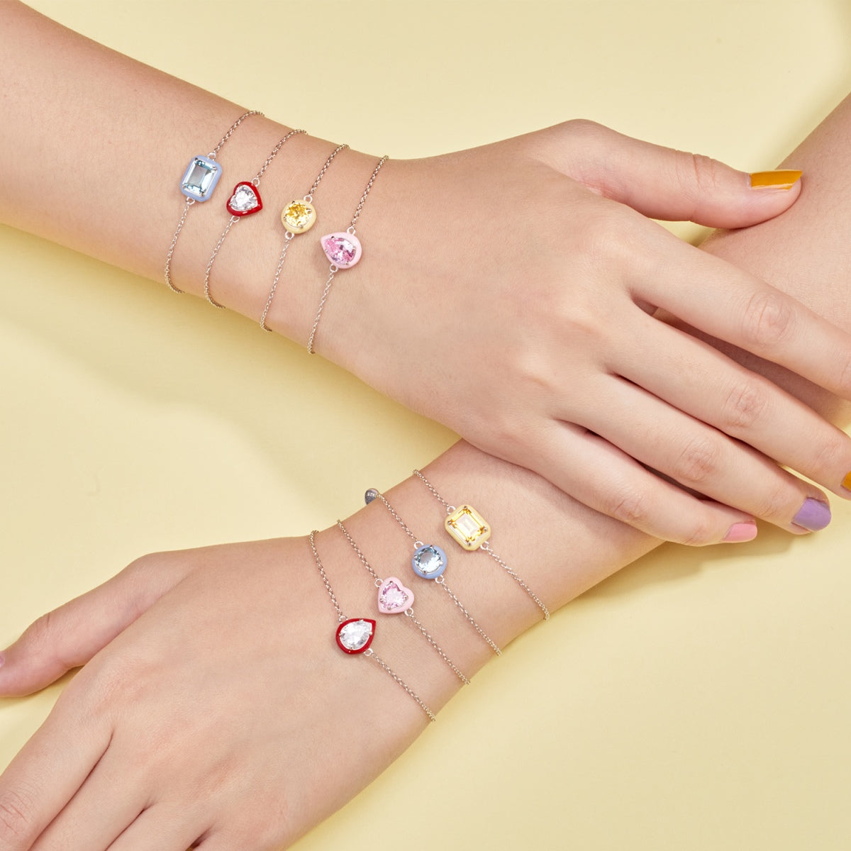 [GALE]2.0 Carat Sparkling Colorful Emerald Cut Daily Bracelet