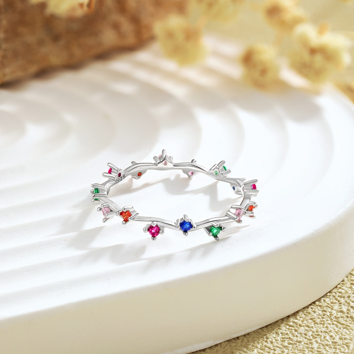 [GALE]Radiant Colorful Round Cut Daily Ring