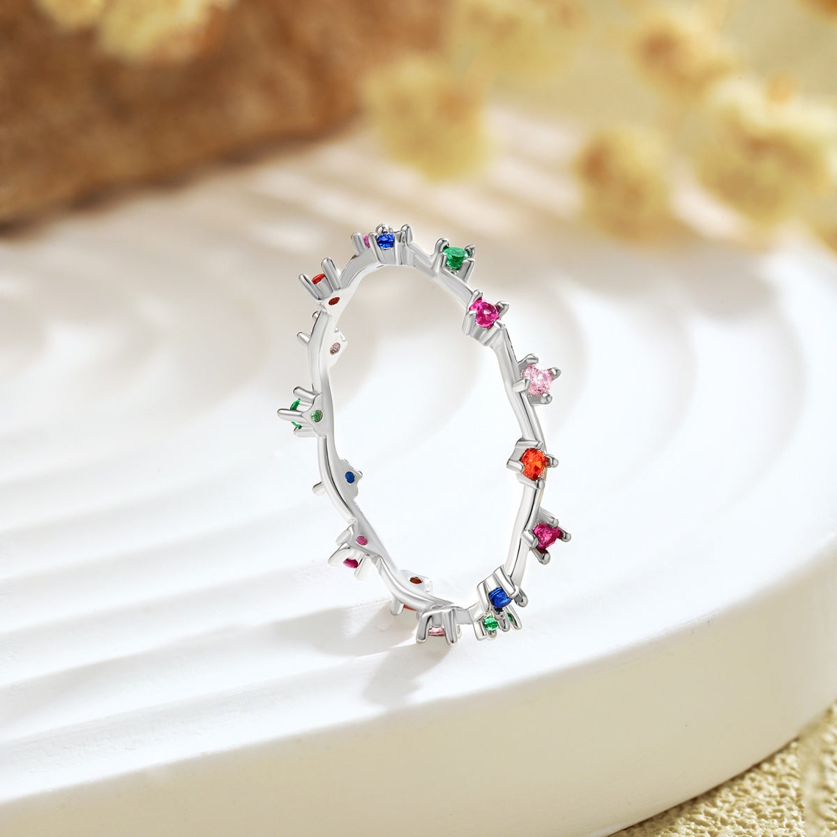 [GALE]Radiant Colorful Round Cut Daily Ring