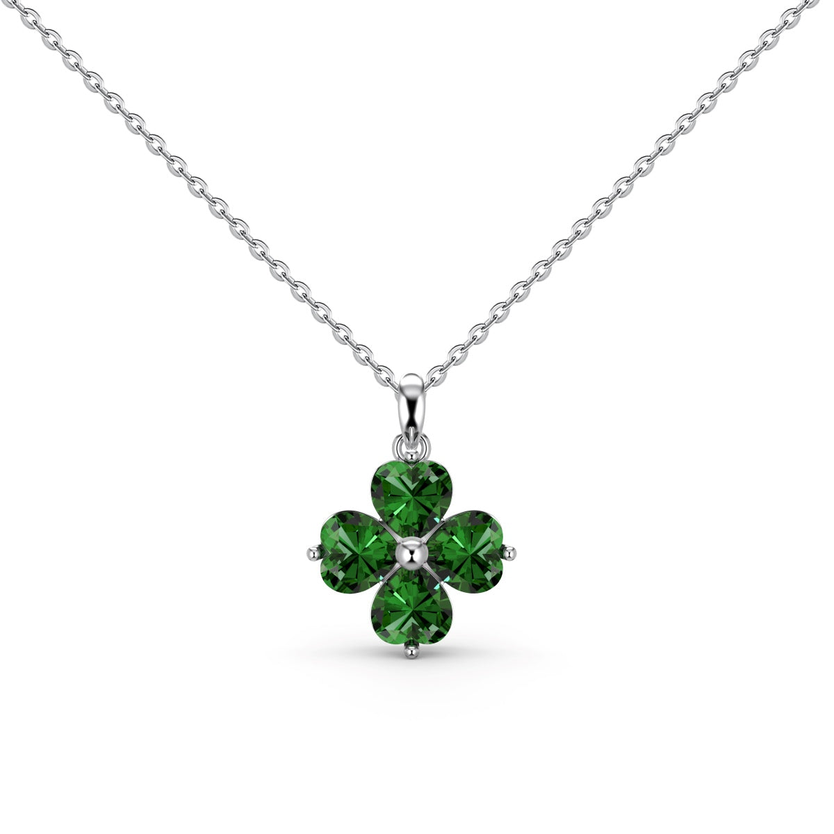 [GALE]Heart-Shaped Four-Leaf Clover Bead Necklace