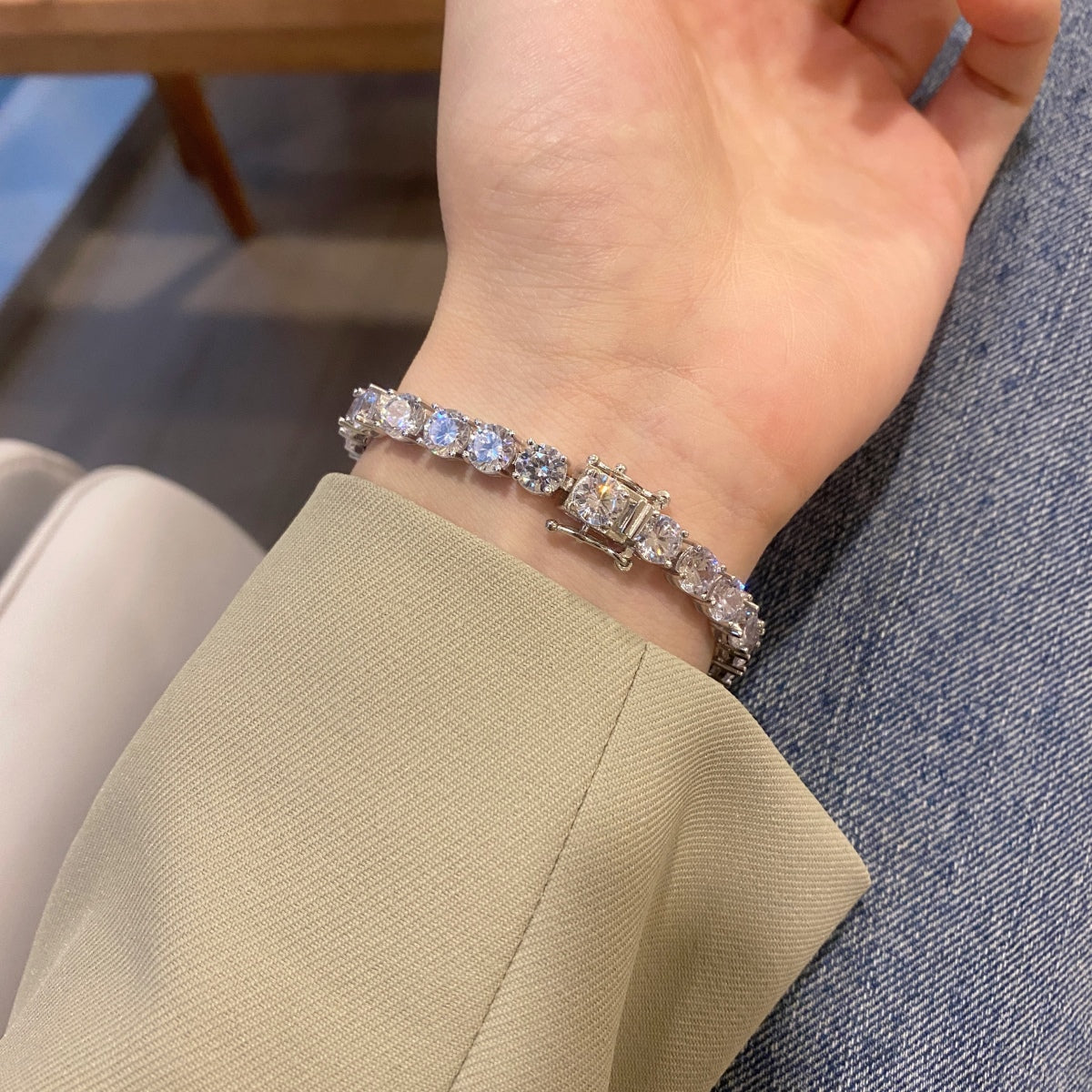 [GALE]0.75 Carat Dazzling Round Cut Wedding Bracelet