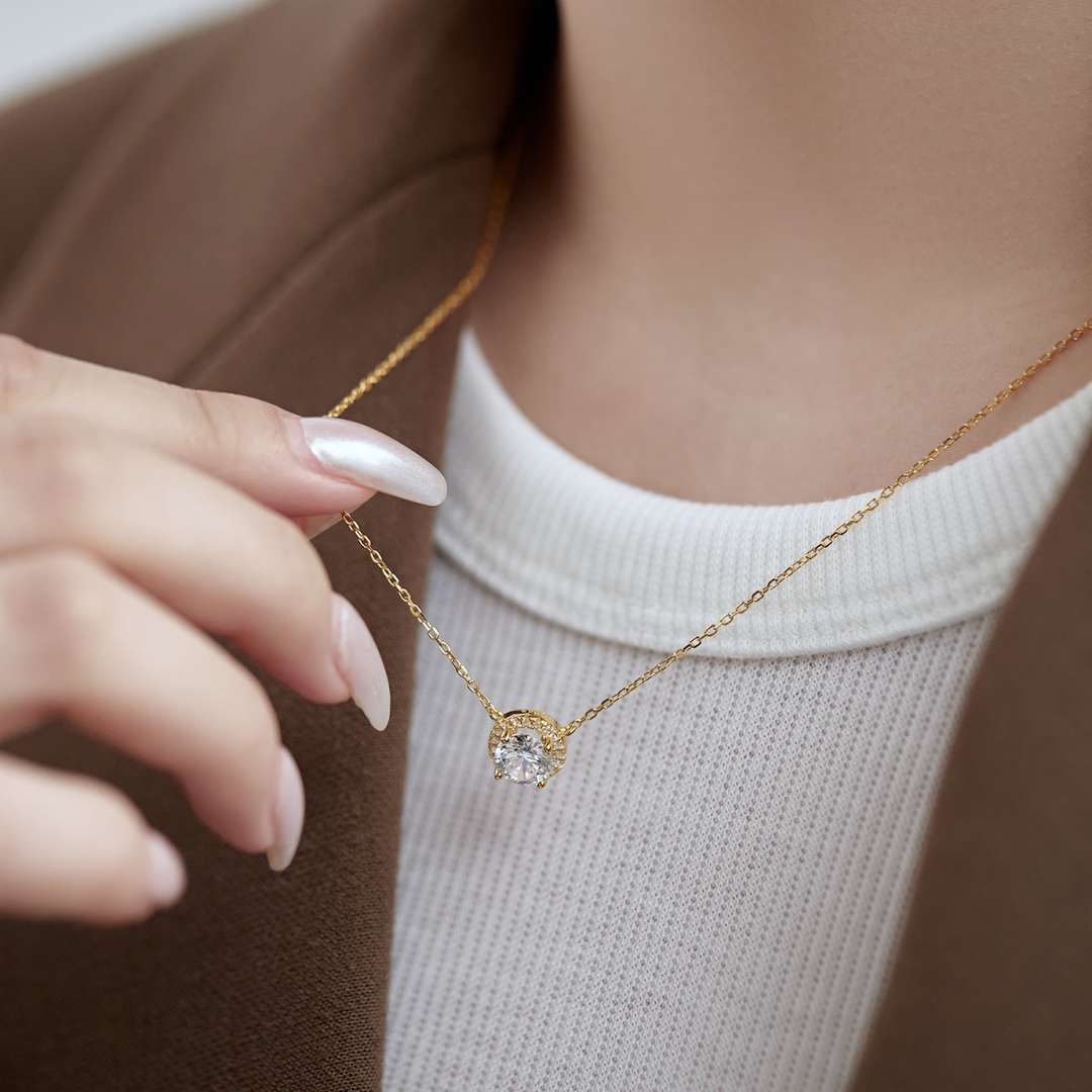 [GALE]Luxurious Round Cut Necklace