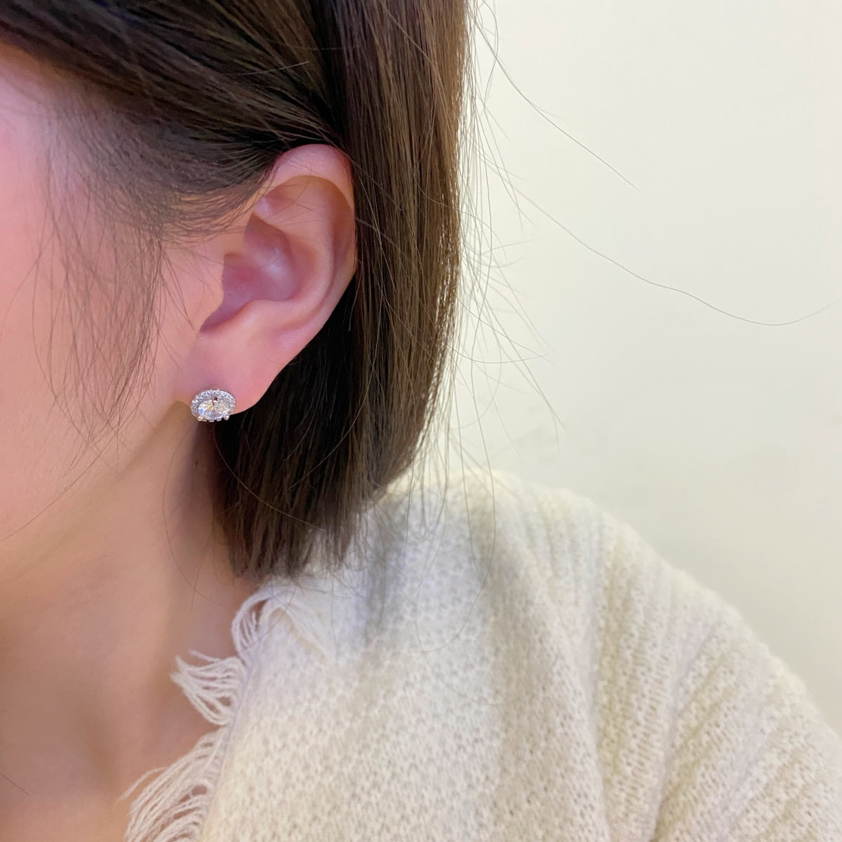 [GALE]Classic Princess Round Shape Earrings