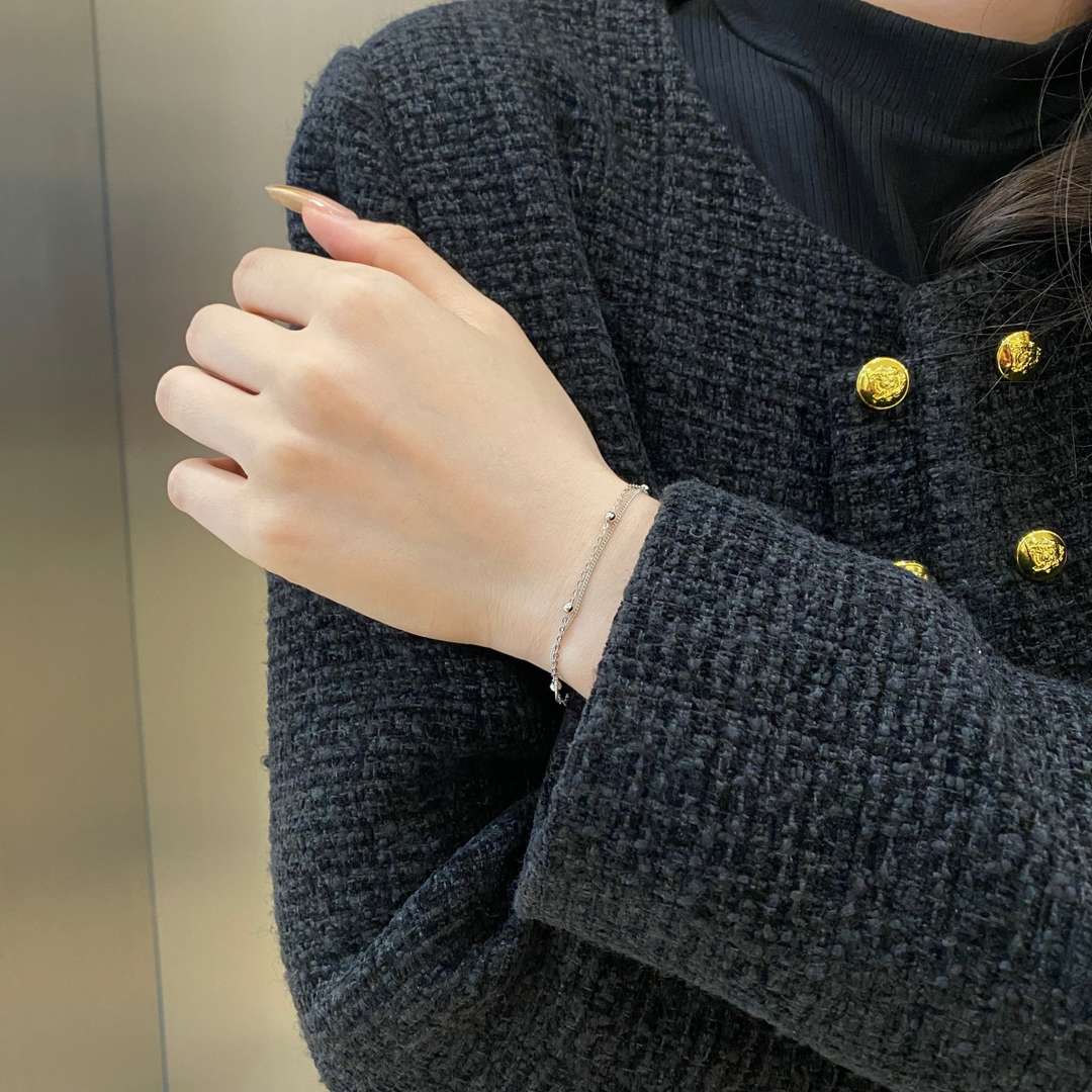 [GALE]Delicate Bead Double Layer Bracelet