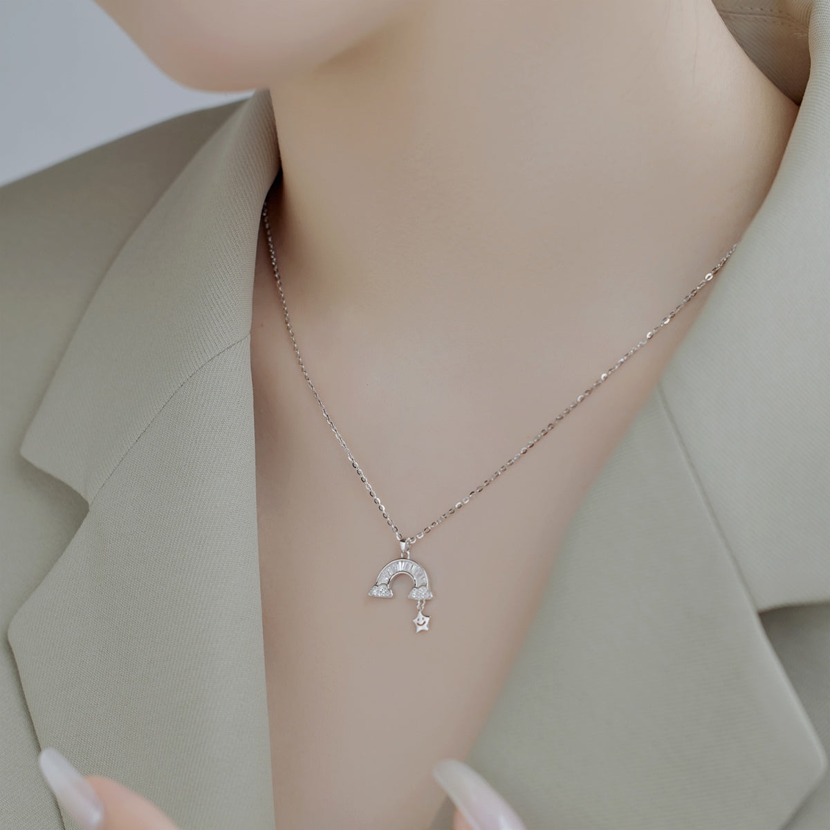 [GALE]Unique Rainbow Star Necklace