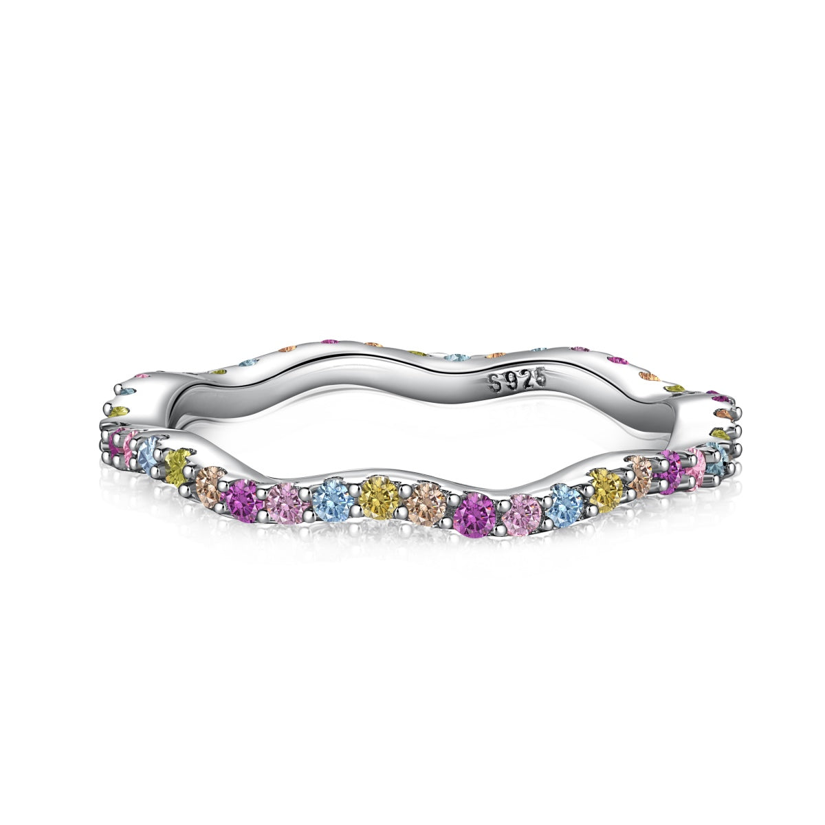 [GALE]Dainty Colorful Round Cut Party Ring
