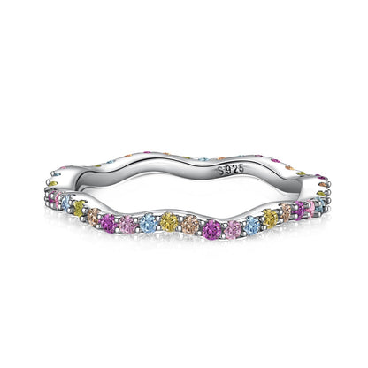 [GALE]Dainty Colorful Round Cut Party Ring