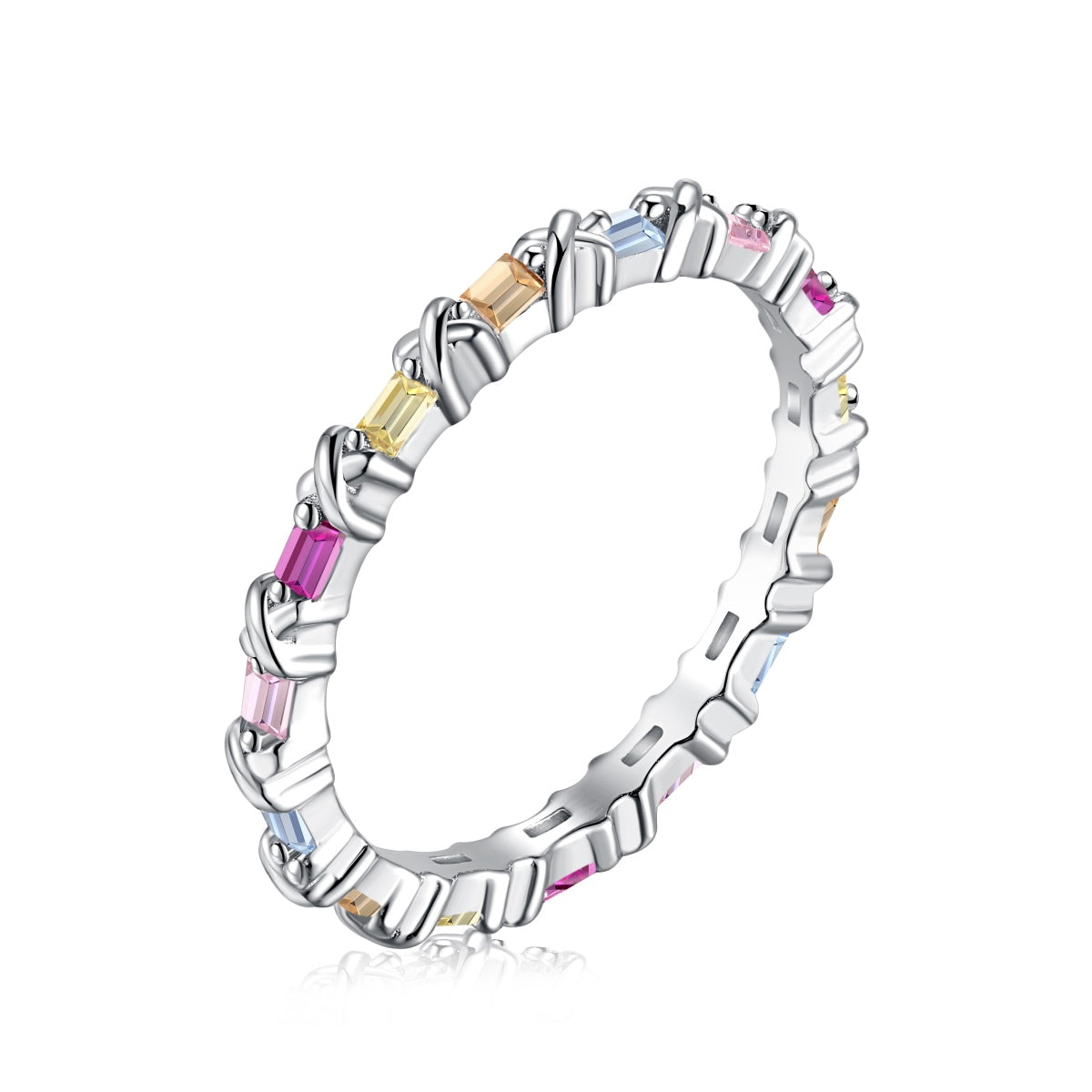 [GALE]Charming Colorful Round Cut Daily Ring