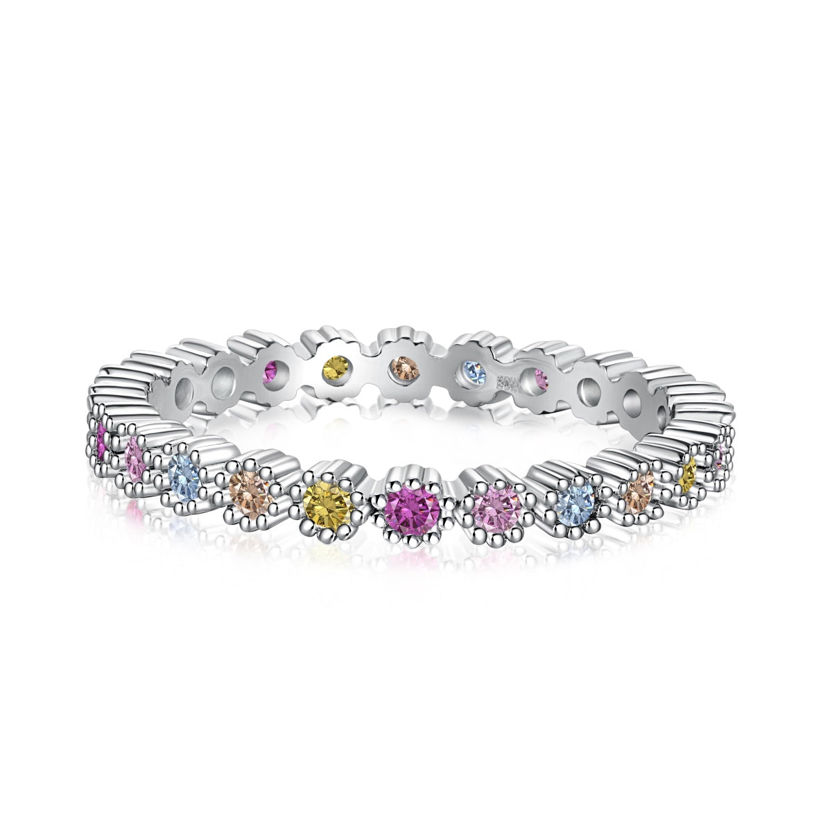 [GALE]Exquisite Colorful Round Cut Party Ring