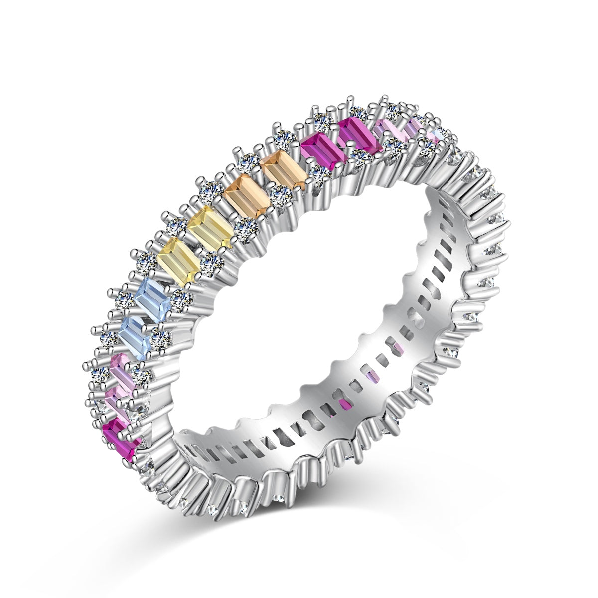 [GALE]Splashy Ornate Emerald Cut Cocktail Ring