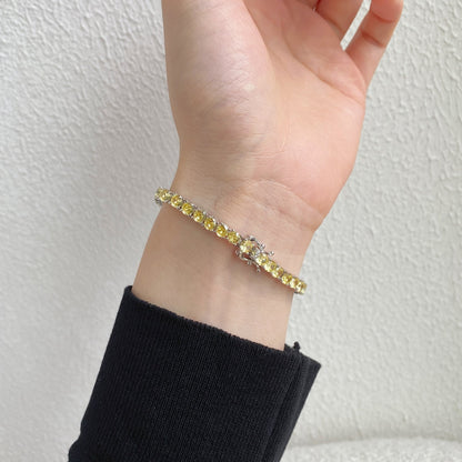 [GALE]Ornate Dazzling Round Cut Tennis Bracelet