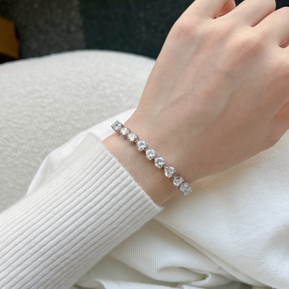 [GALE]0.75 Carat Elegant Romantic Heart Shape Lover Bracelet