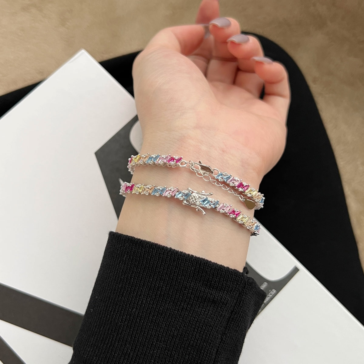 [GALE]Ornate Sparkling Multi Cut Party Bracelet