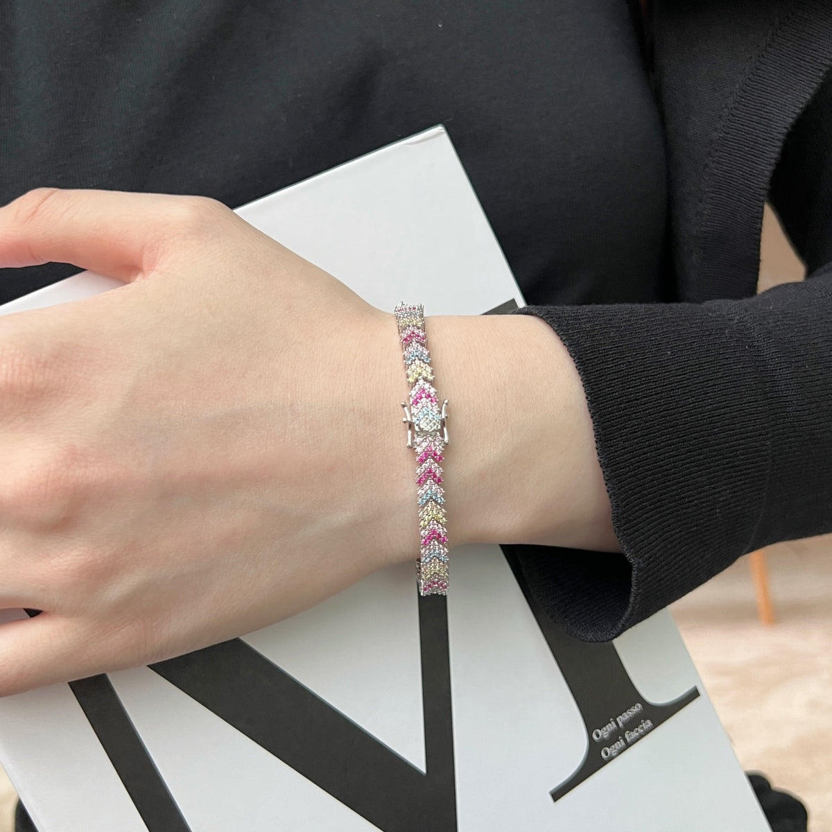 [GALE]Ornate Sparkling Round Cut Party Bracelet