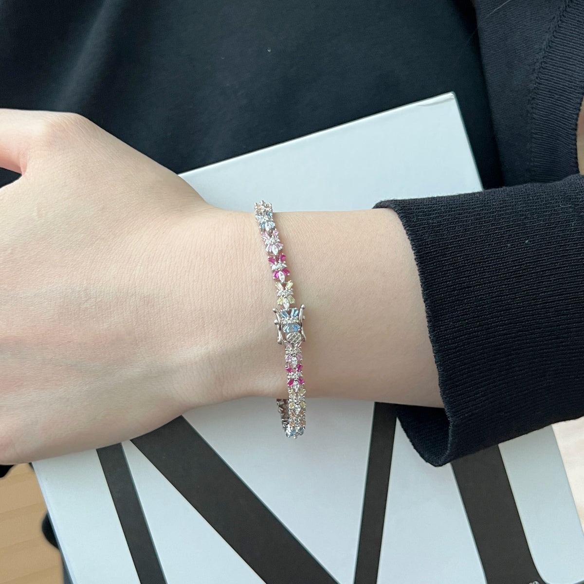 [GALE]Radiant Colorful Emerald Cut Party Bracelet