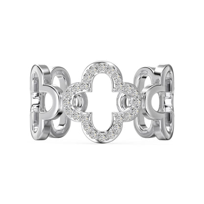 [GALE]Hollow Design Four-Leaf Clover Flower Shape Ring
