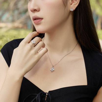 [GALE]Heart-shaped Four-Leaf Clover Ball Ring