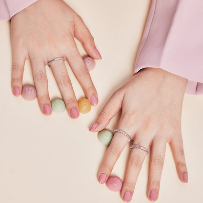 [GALE]Exquisite Colorful Round Cut Party Ring