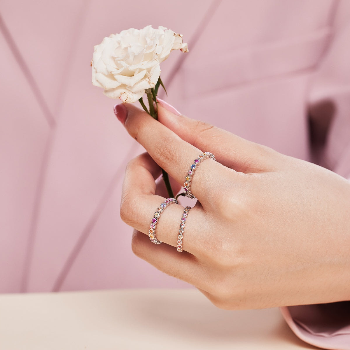 [GALE]Exquisite Colorful Round Cut Party Ring