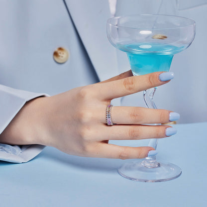 [GALE]Splashy Ornate Emerald Cut Cocktail Ring
