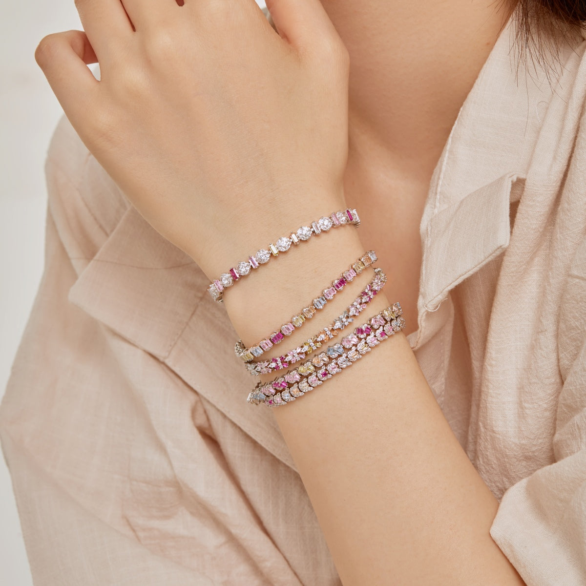 [GALE]Ornate Colorful Flower Shape Party Bracelet