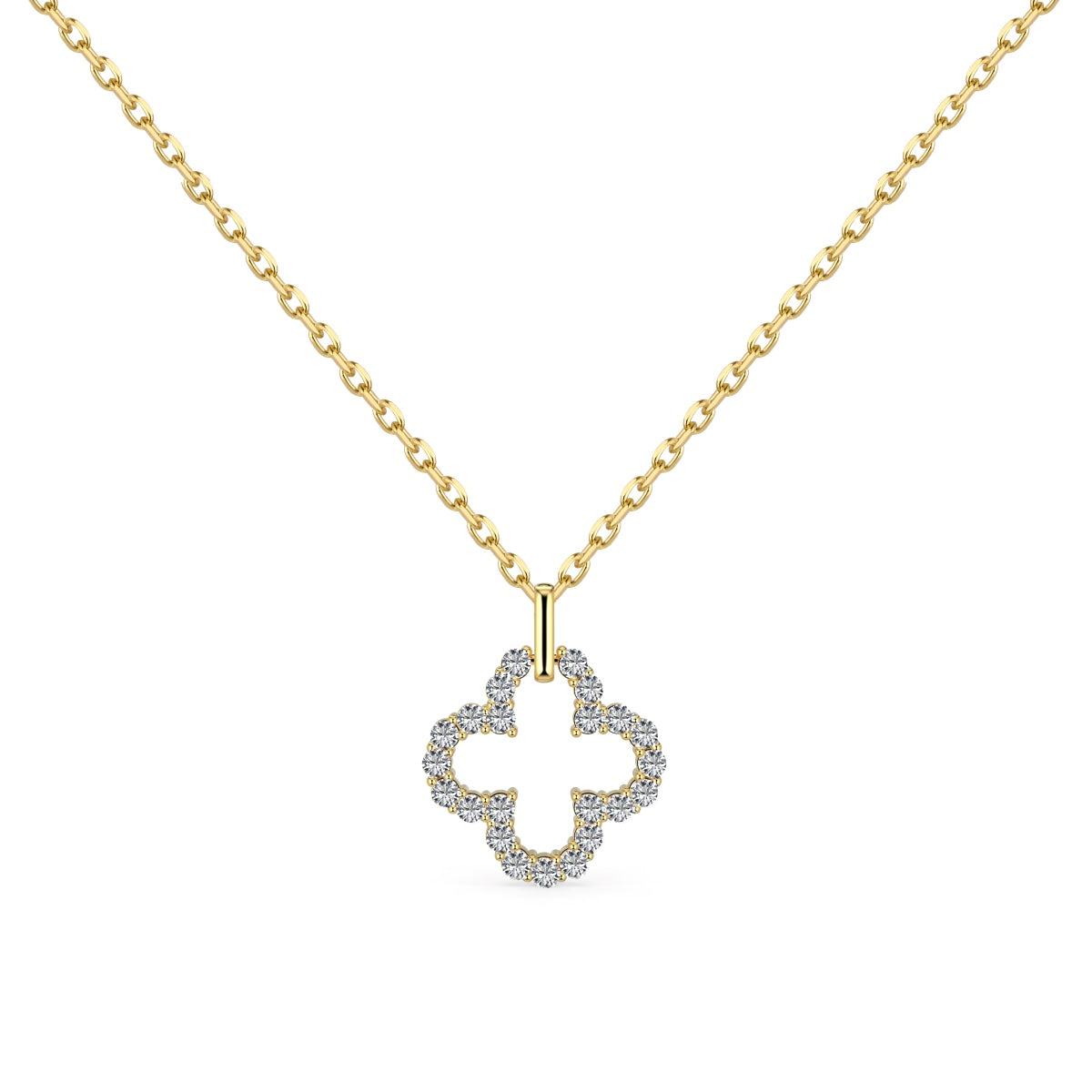 [GALE]Four-Leaf Clover Hollow Design Exquisite Necklace