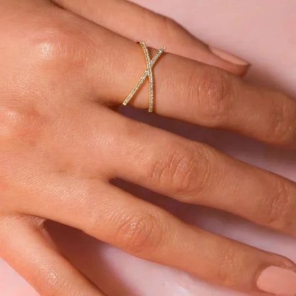 [GALE]Nia Gold Diamond Cross Ring