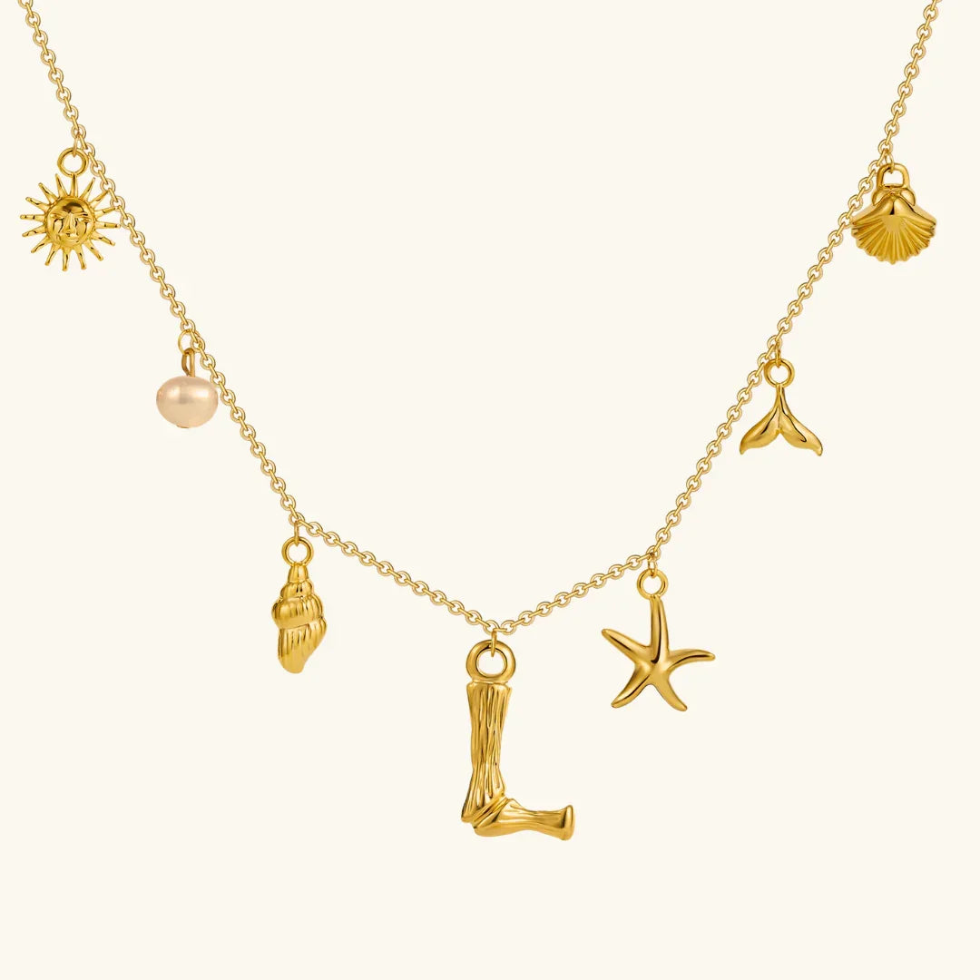 [GALE]Avaria Ocean Initial Necklace