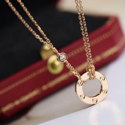 [GALE] Liebeskette, verstellbar, Roségold, 2 Diamanten 