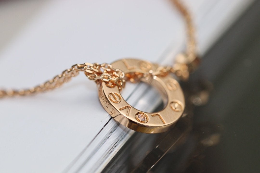 [GALE] Liebeskette, verstellbar, Roségold, 2 Diamanten 