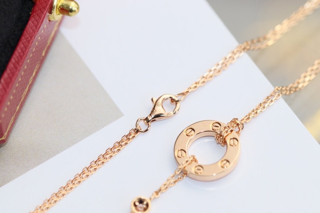 [GALE] Liebeskette, verstellbar, Roségold, 2 Diamanten 