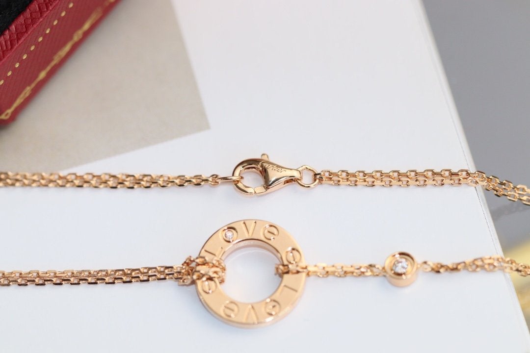 [GALE] Liebeskette, verstellbar, Roségold, 2 Diamanten 