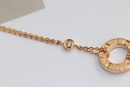 [GALE] Liebeskette, verstellbar, Roségold, 2 Diamanten 