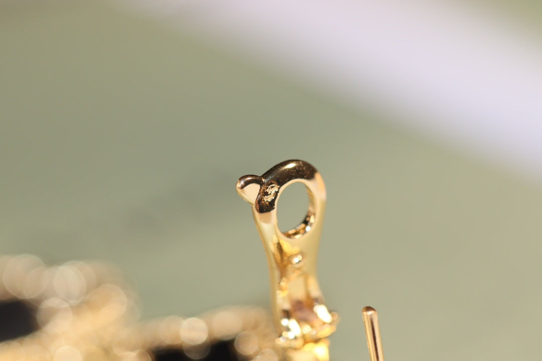 [GALE]CLOVER EARRINGS GOLD ONYX MOP 3 MOTIF
