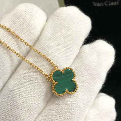 [GALE]CLOVER 15MM MALACHIT EINZELNE BLÜTEN-HALSKETTE